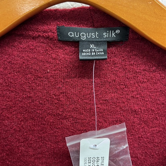 August Silk Ruffled Collar Wool Jacket Sweater XL Ruby Red - Picture 3 of 6